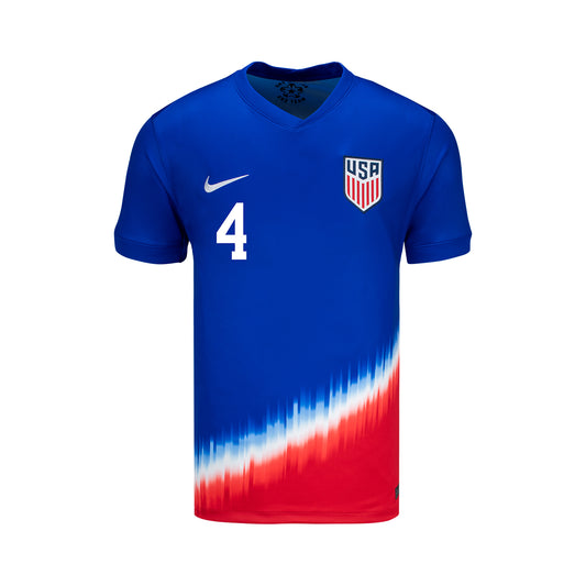 Youth Nike USMNT 2024 American Icon Away Adams 4 Stadium Jersey - Front View