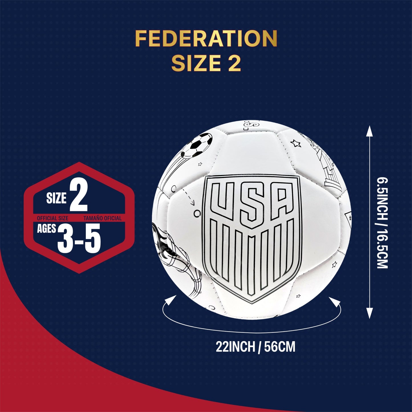 U.S. Soccer Coloring Soccer Ball - Size 2