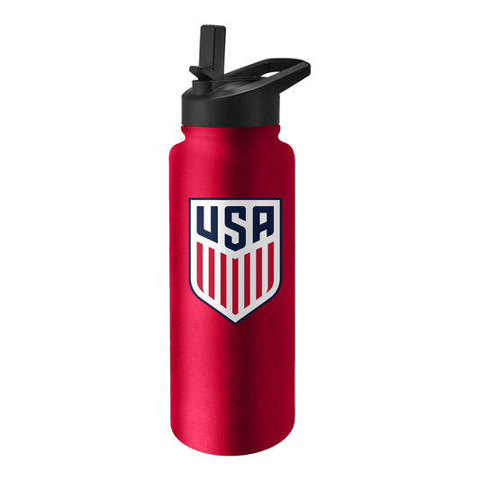 Logo USMNT 34 oz. Stainless Red Quencher Bottle - Front View