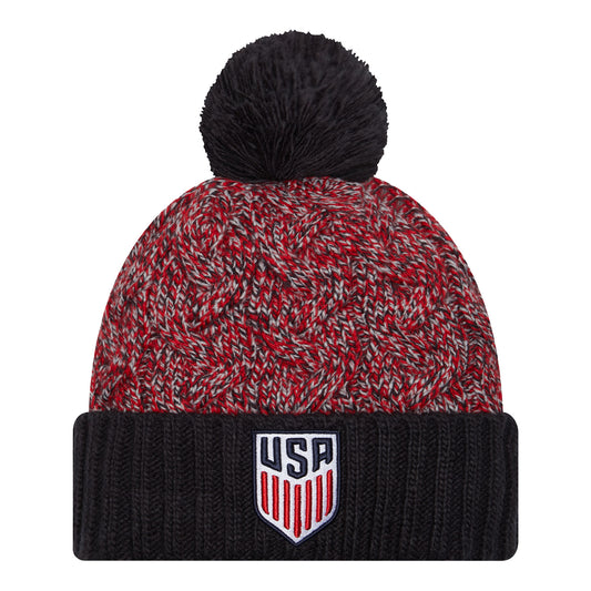 Women's New Era USMNT Marl Navy Knit Hat - Front View