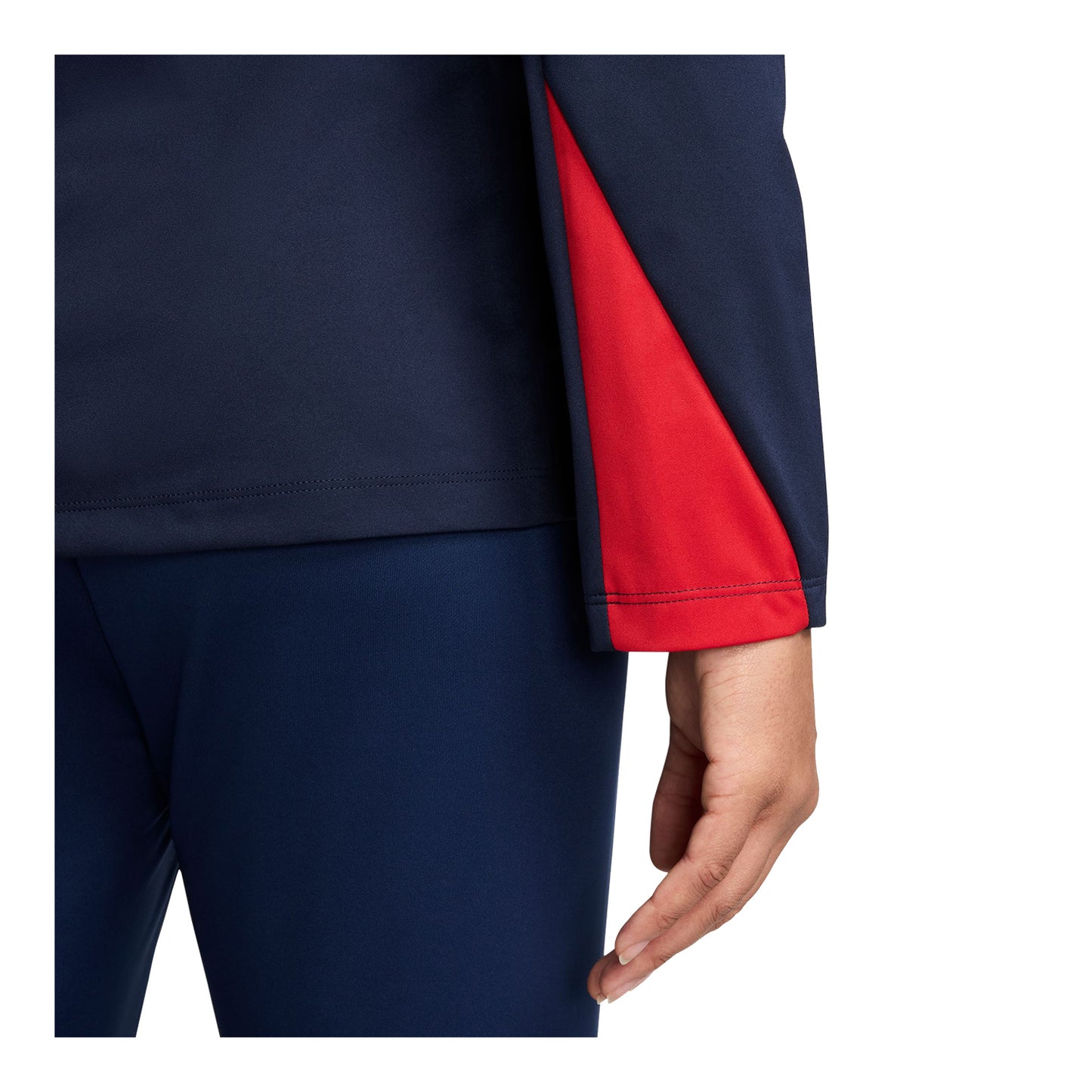 Women's Nike USA VW Strike Quarter Zip Drill Navy Top - Sleeve Detail View