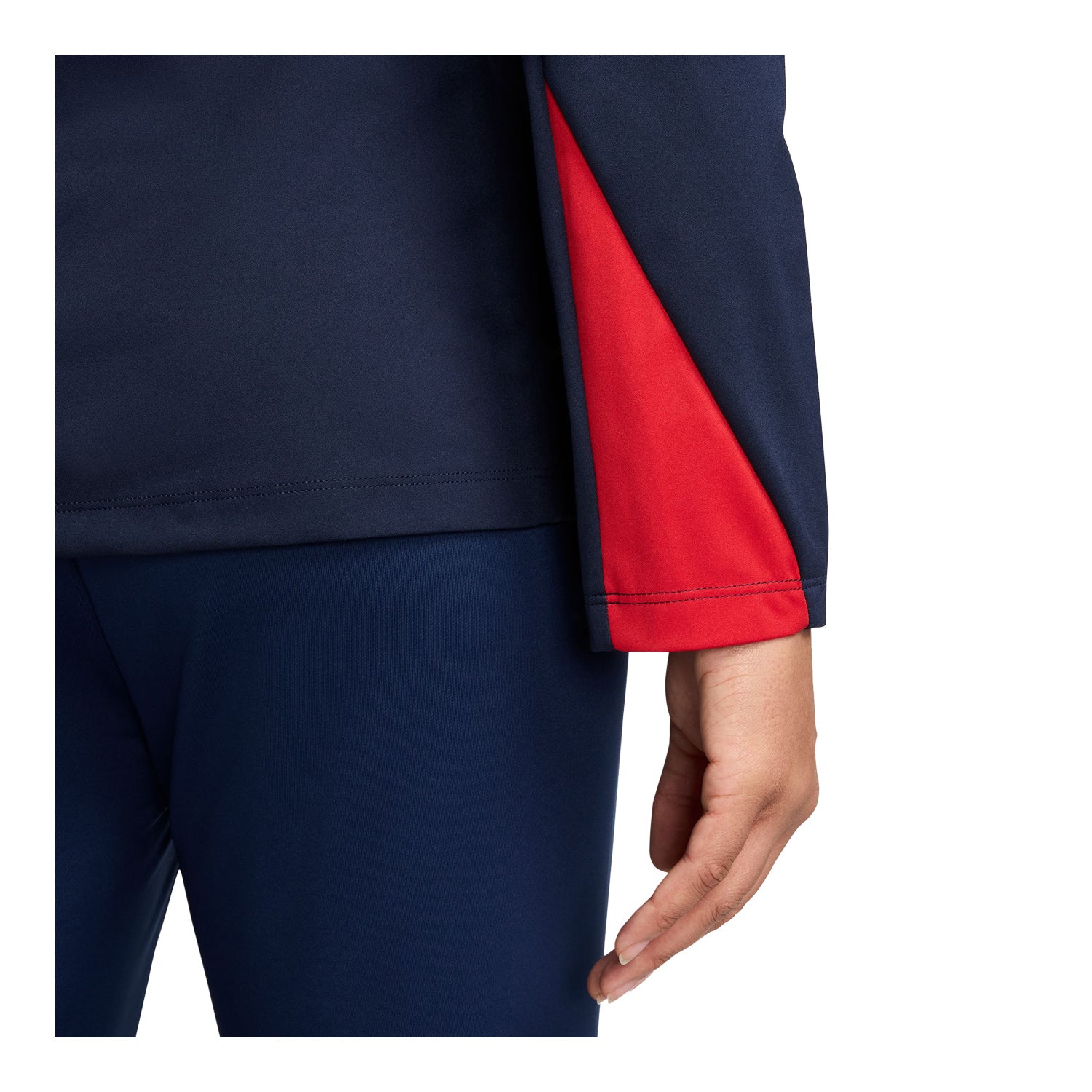 Women's Nike USA VW Strike Quarter Zip Drill Navy Top - Sleeve Detail View