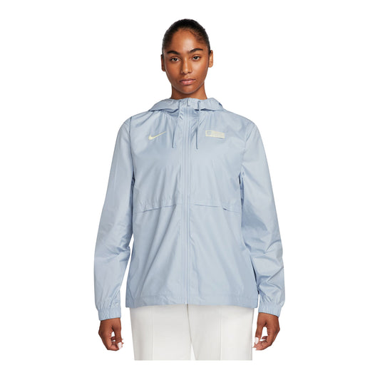 Women's Nike USA Essential Repel Woven Light Blue Jacket - Front View