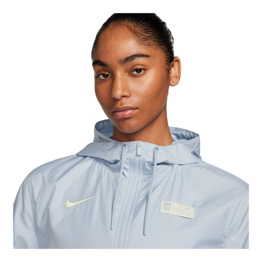 Women's Nike USA Essential Repel Woven Light Blue Jacket - Collar View