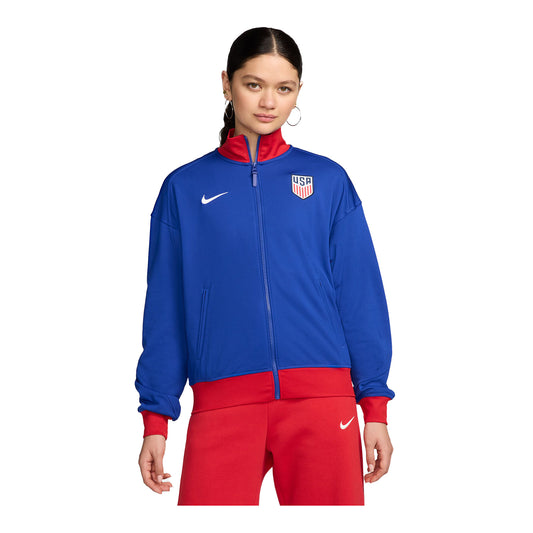 Women's Nike USMNT Academy Pro Anthem Royal Full-Zip Jacket - Front View