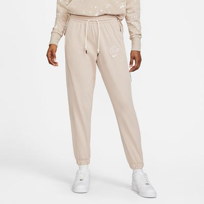 Women's Nike USA Standard Script Fleece Tan Pants - Front View