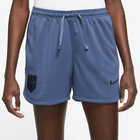 Women's Nike USA Travel Knit Blue Shorts - Front View