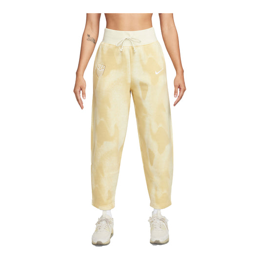Women's Nike USA Pheonix Fleece Yellow Pants - Front View