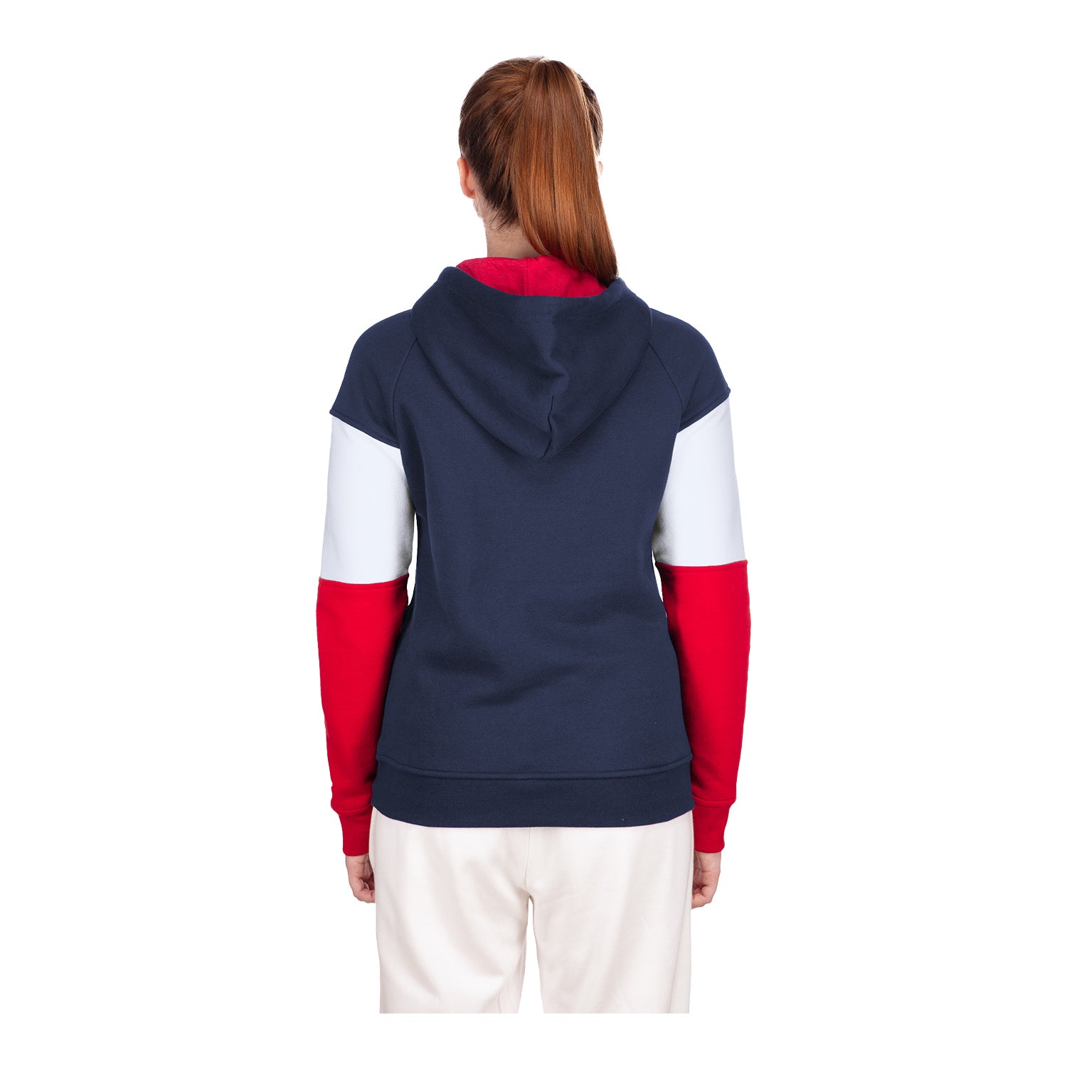 Women's New Era USMNT Heather Navy Color Block Hoodie - Back View