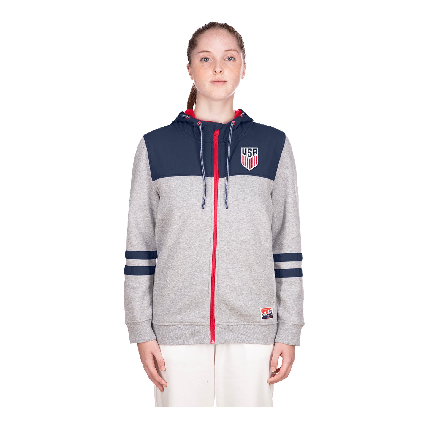 Women's New Era USMNT Full Zip Grey Jacket - Front View