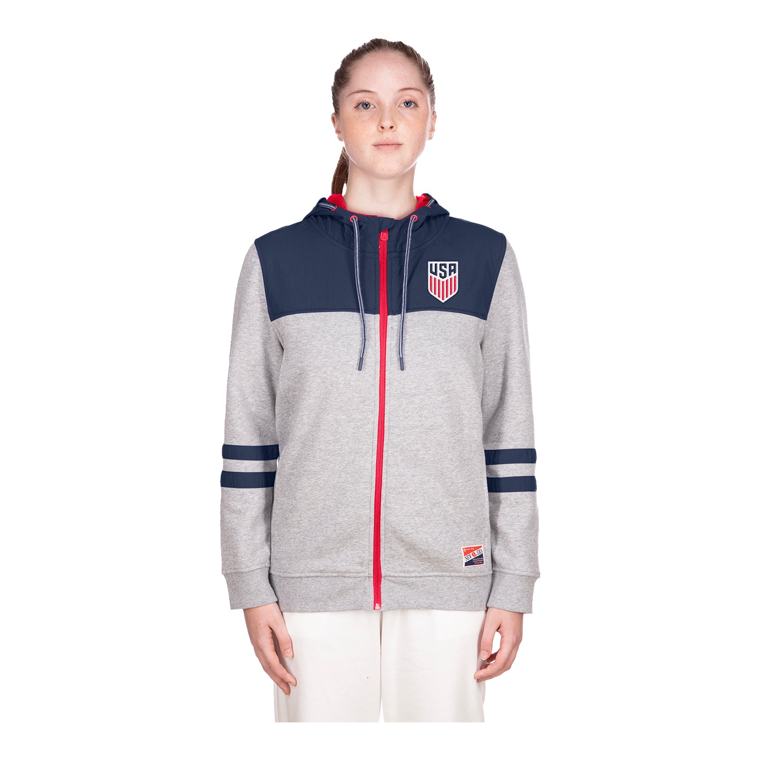 Women's New Era USMNT Full Zip Grey Jacket - Front View