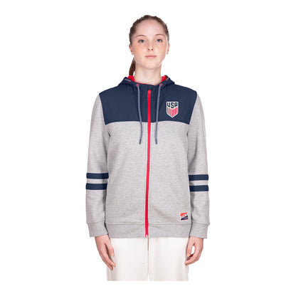 Women's New Era USMNT Full Zip Grey Jacket - Front View