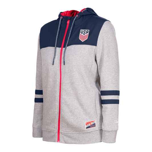 Women's New Era USMNT Full Zip Grey Jacket - Front Side View