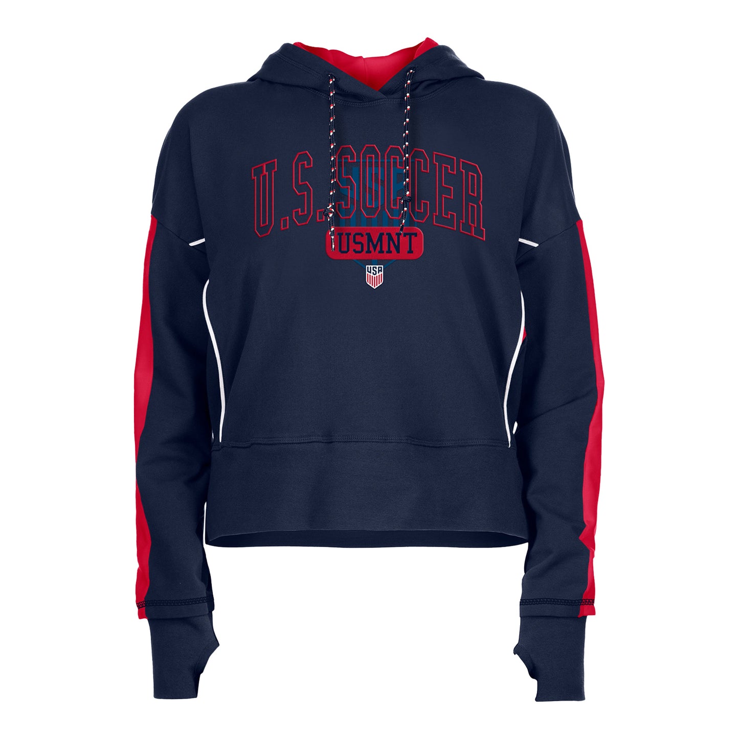 Women's New Era USMNT High-Low Navy Hoodie - Front View