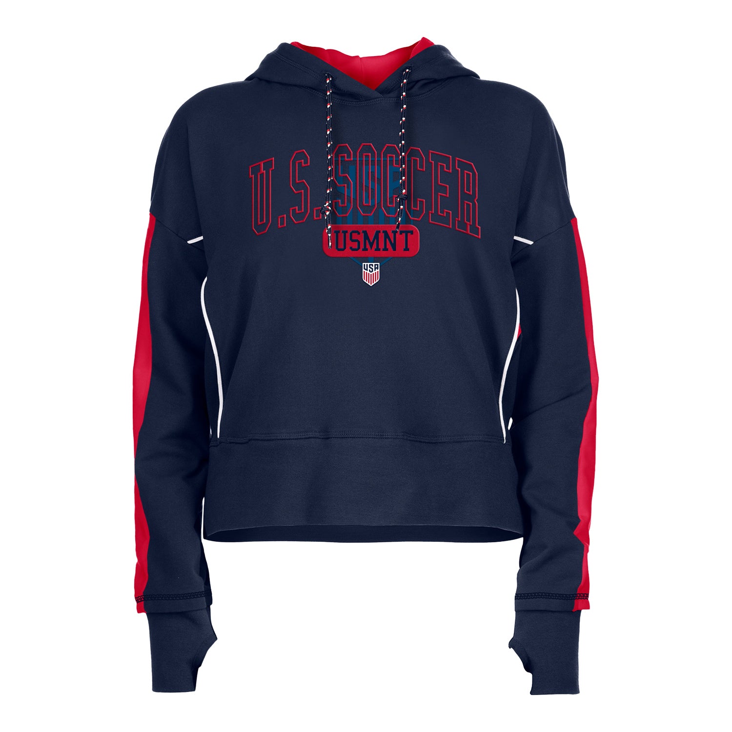 Women's New Era USMNT High-Low Navy Hoodie - Front View