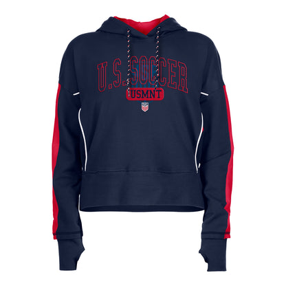 Women's New Era USMNT High-Low Navy Hoodie - Front View