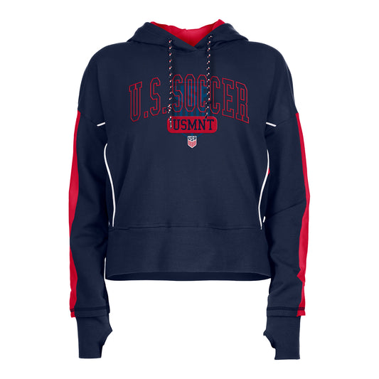 Women's New Era USMNT High-Low Navy Hoodie - Front View