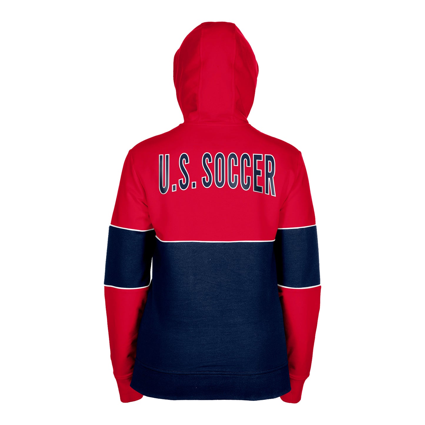 Women's New Era USMNT Full Zip Blocked Red Hoodie - Back View