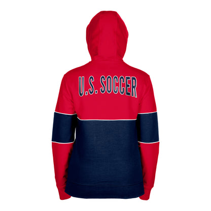 Women's New Era USMNT Full Zip Blocked Red Hoodie - Back View