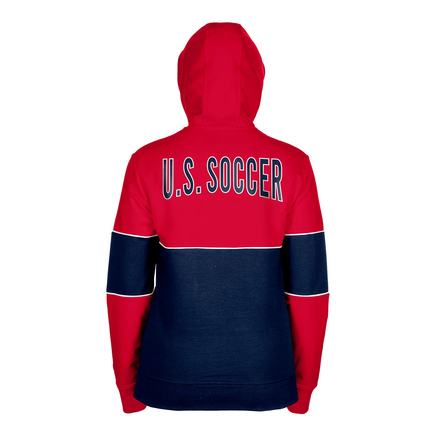 Women's New Era USMNT Full Zip Blocked Red Hoodie - Back View