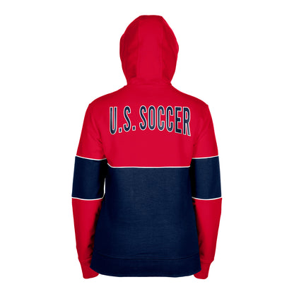 Women's New Era USMNT Full Zip Blocked Red Hoodie - Back View