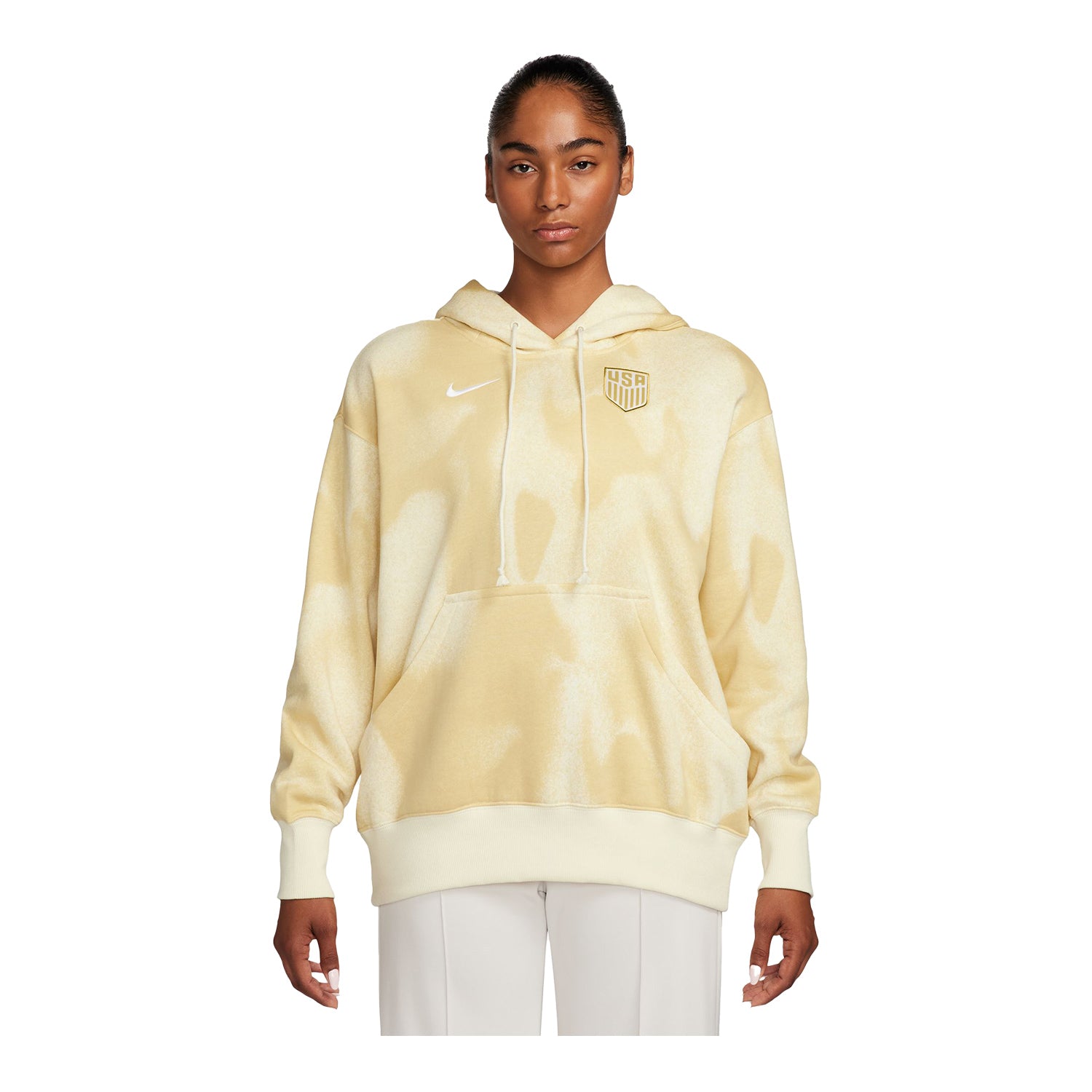 Women's Nike USA Fleece Yellow Hoodie - Front View
