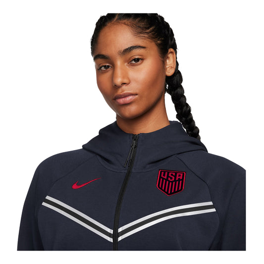 Women's Nike USA Tech Fleece Full-Zip Navy Jacket - Model View