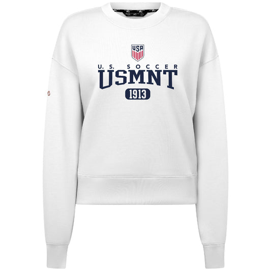Ladies USMNT Levelwear Sponge White Crewneck Sweatshirt
