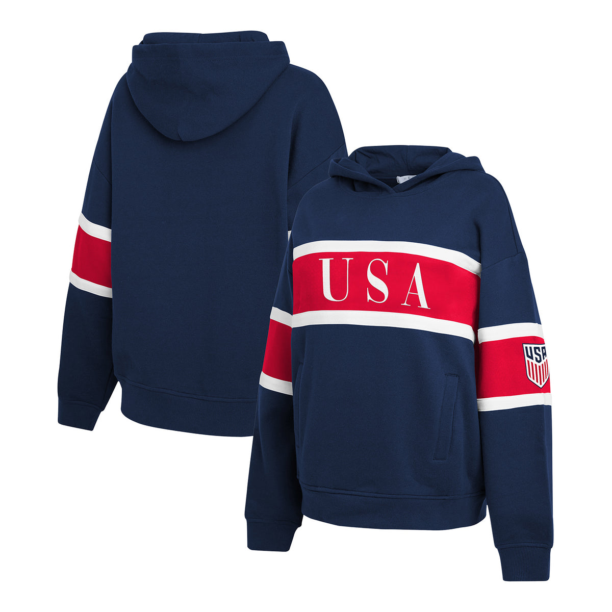 Women's Wear by Erin Andres Pull Over Hooded USA Sweatshirt