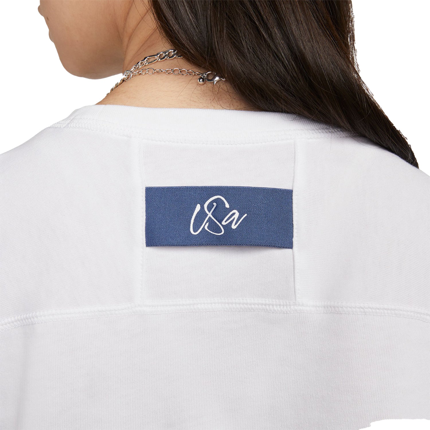 Women's Nike USMNT 2023 Travel White Tee - Back View