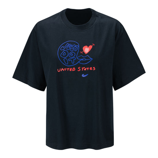 Women's Nike USA Just Do It Spring Black Tee - Front View