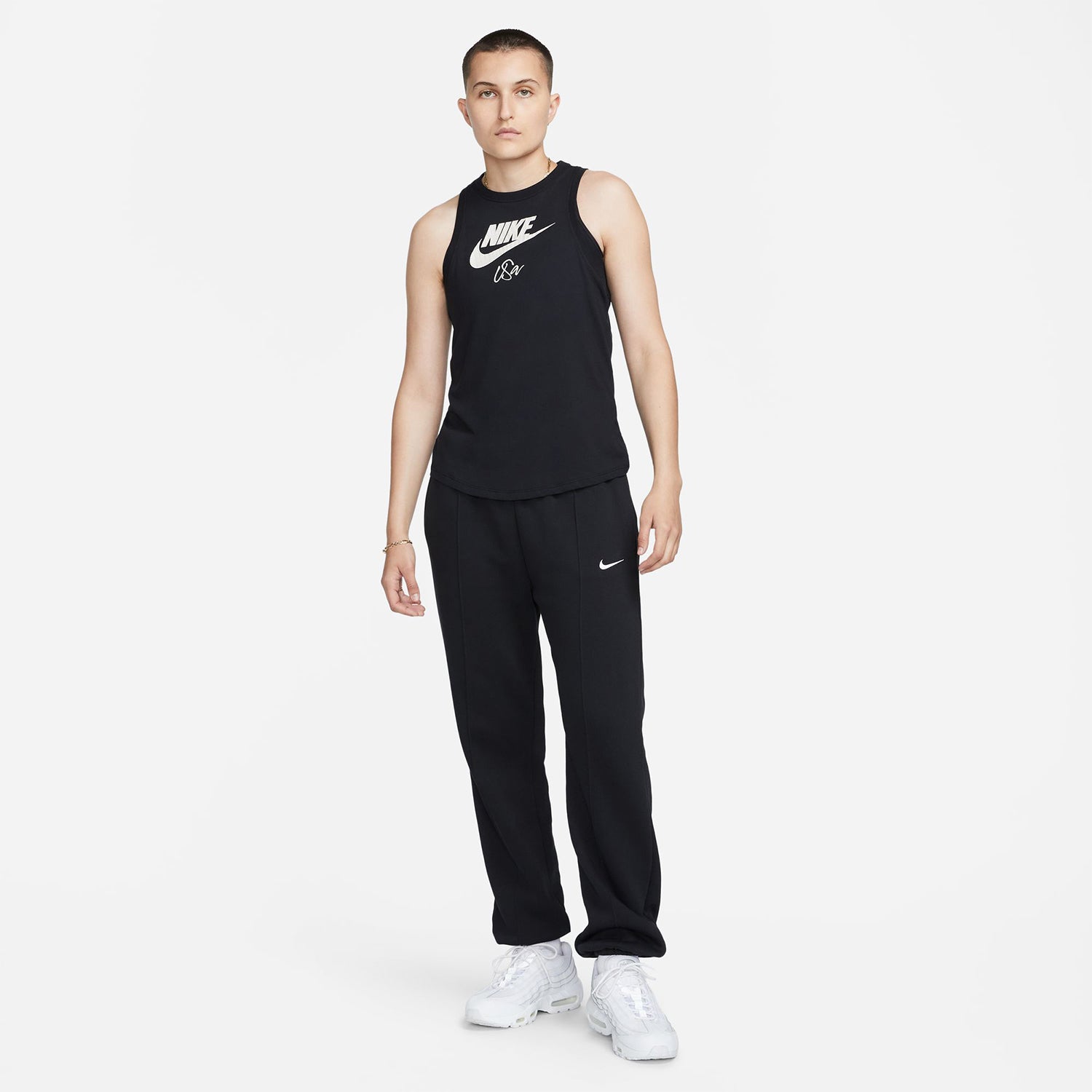Women's Nike USWNT Futura Black Tank Top - Model View