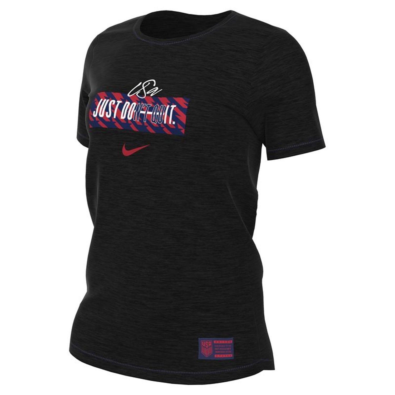 Women's Nike USA Just Don't Quit Tri-Blend Black Tee - Front View