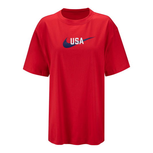 Women's Nike USA Swoosh Red Tee - Front View