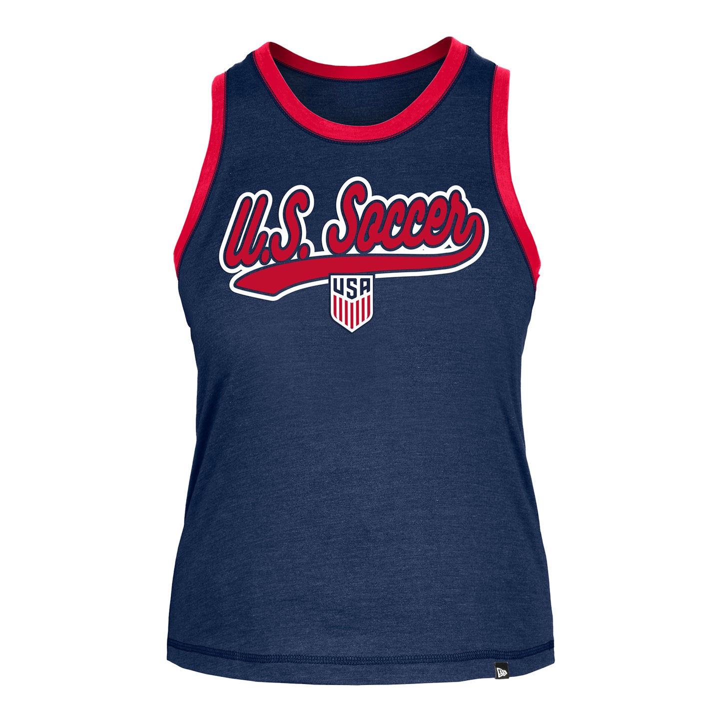 Women's New Era USMNT Navy Heathered Tank - Front View