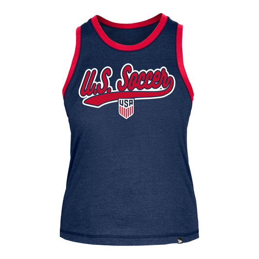 Women's New Era USMNT Navy Heathered Tank - Front View