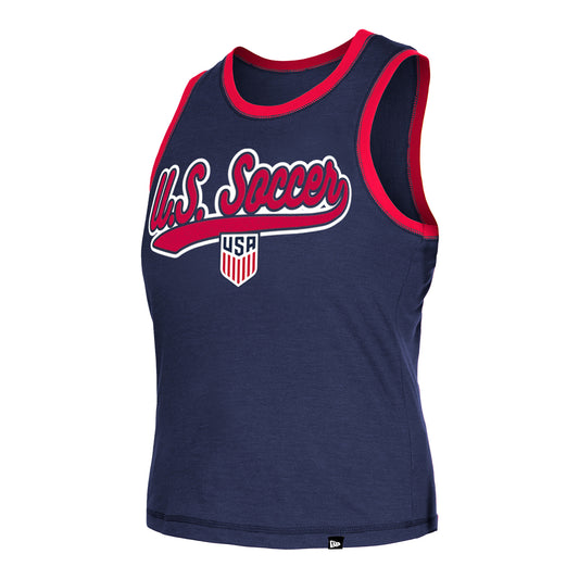 Women's New Era USMNT Navy Heathered Tank - Front Side View