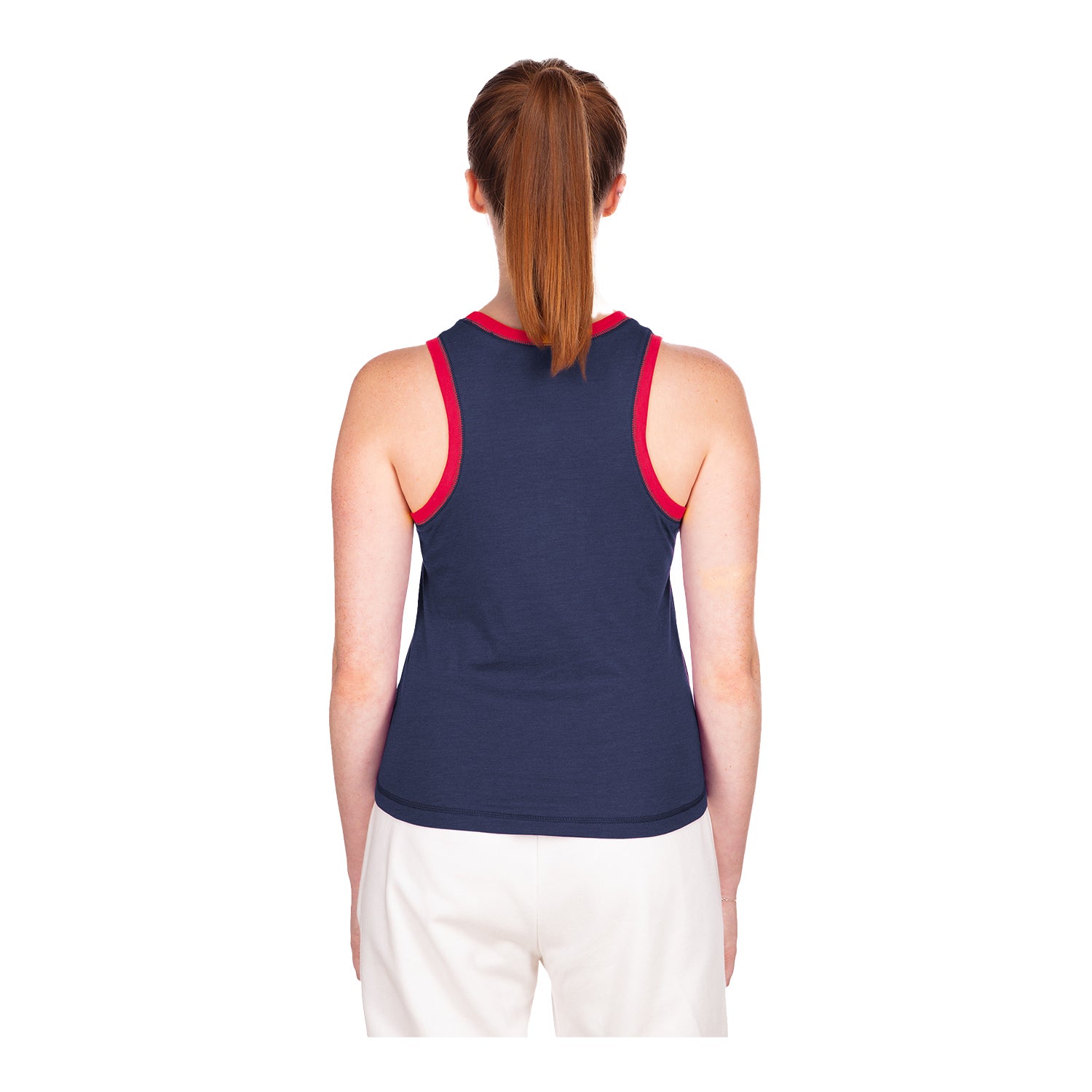 Women's New Era USMNT Navy Heathered Tank - Back View