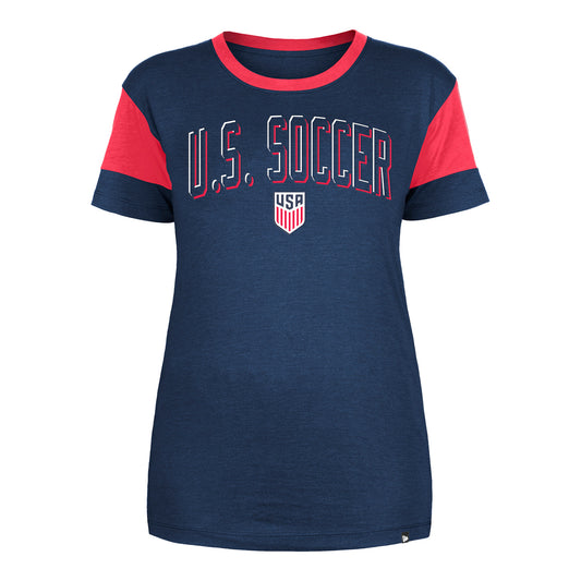 Women's New Era USMNT Navy Cropped Tee - Front View