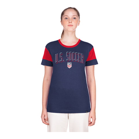 Women's New Era USMNT Navy Cropped Tee - Front View