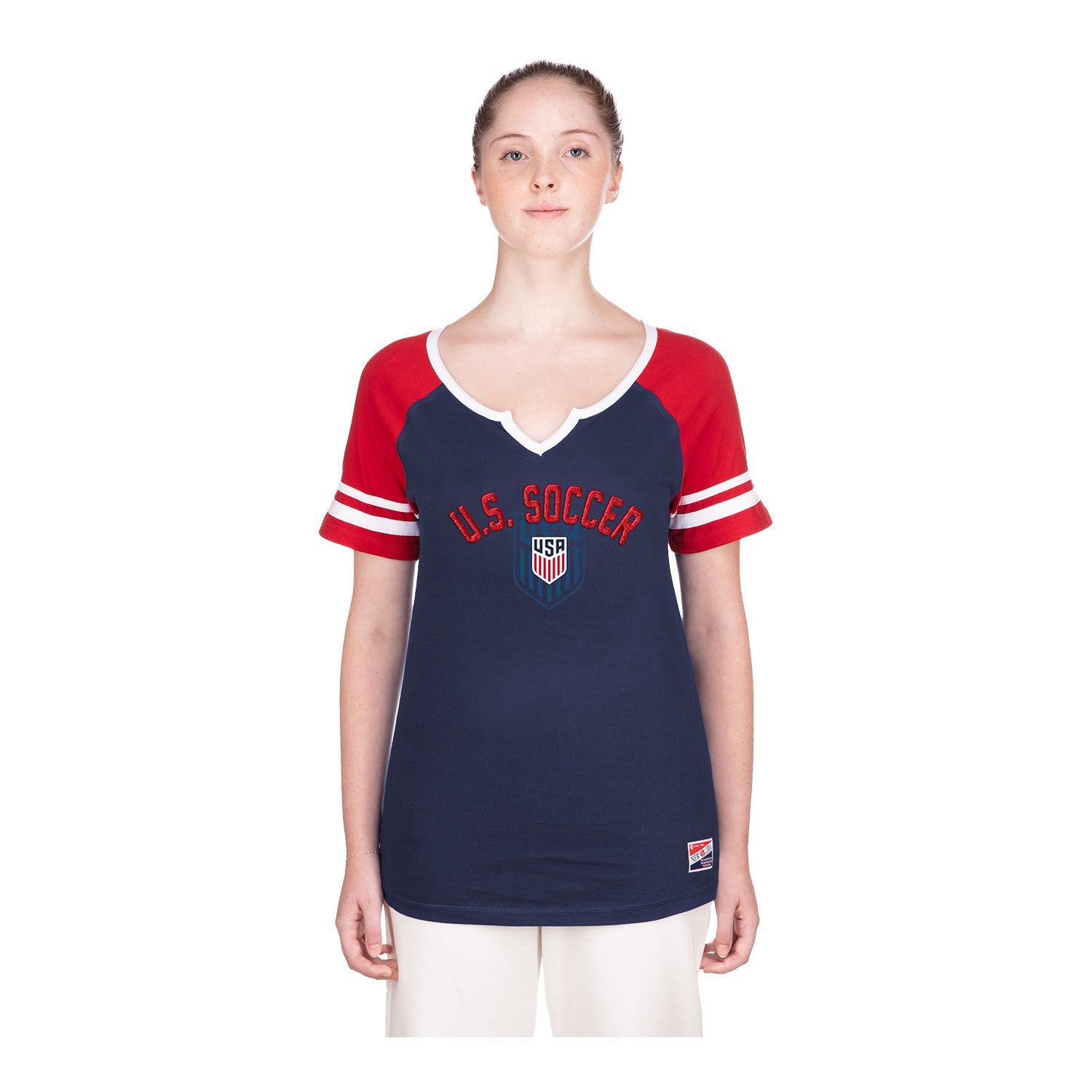 Women's New Era USMNT Echo Navy Tee - Front View