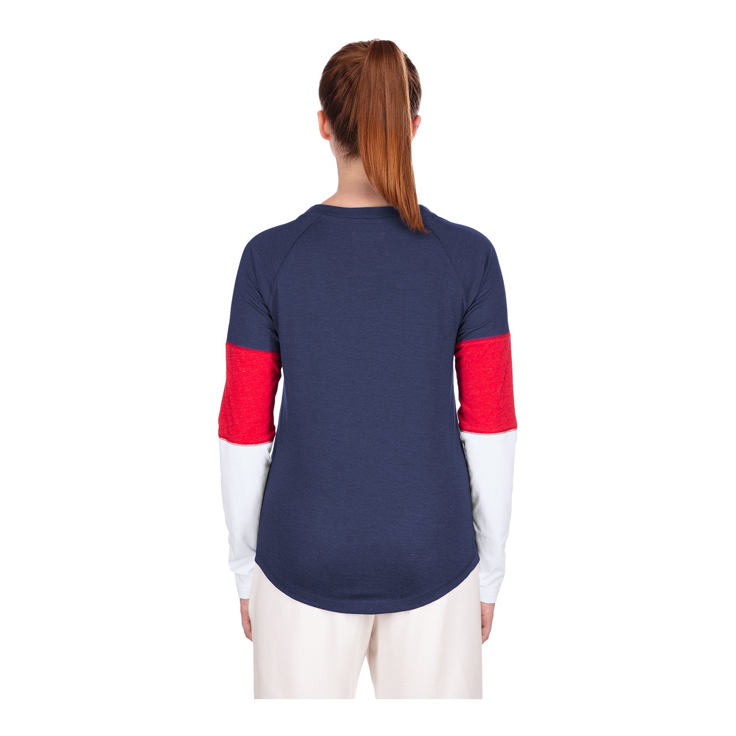 Women's New Era USMNT Colorblock Navy L/S Tee - Back View