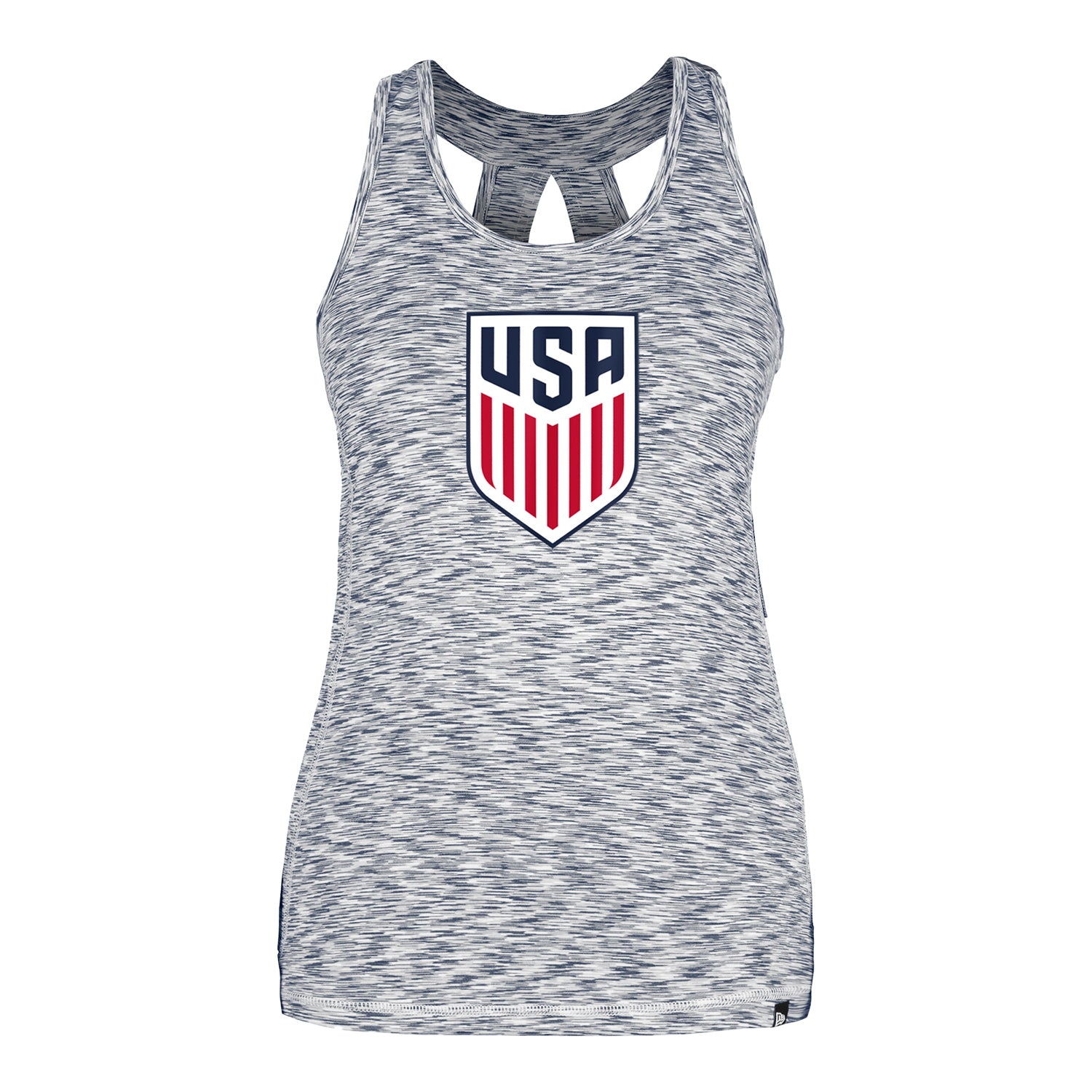 Women's New Era USMNT Navy Space Dye Tank Top - Front View