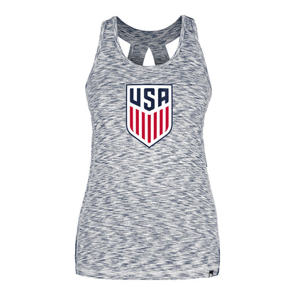 Women's New Era USMNT Navy Space Dye Tank Top - Front View