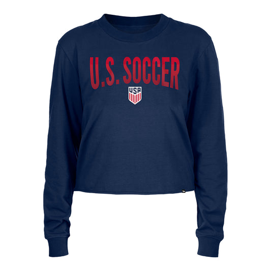 Women's New Era USMNT Cropped Navy L/S Tee - Front View