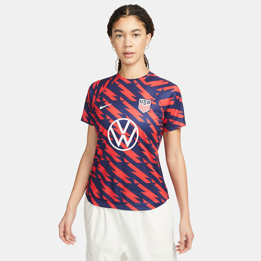 Women's Nike USMNT 2023 VW Pre-Match Red Top - Front View