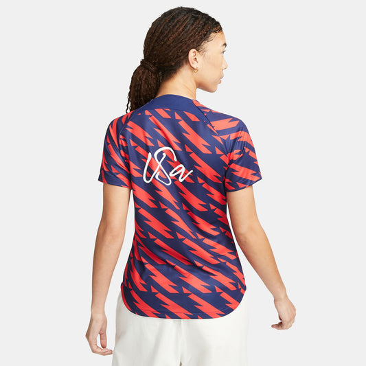 Women's Nike USMNT 2023 VW Pre-Match Red Top - Back View