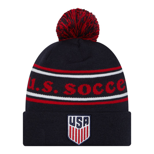 Adult New Era USMNT Navy Knit Hat - Front View