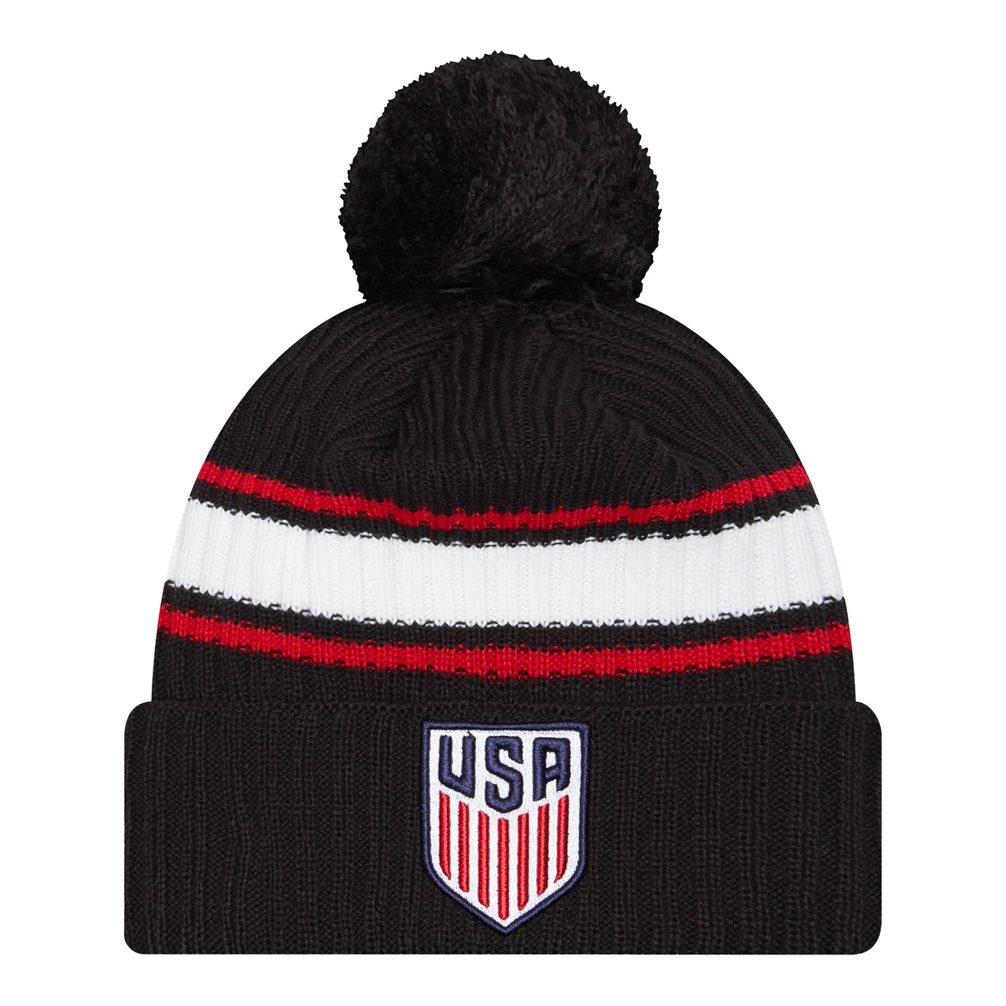 Adult New Era USMNT Fold Black Knit Hat - Front View
