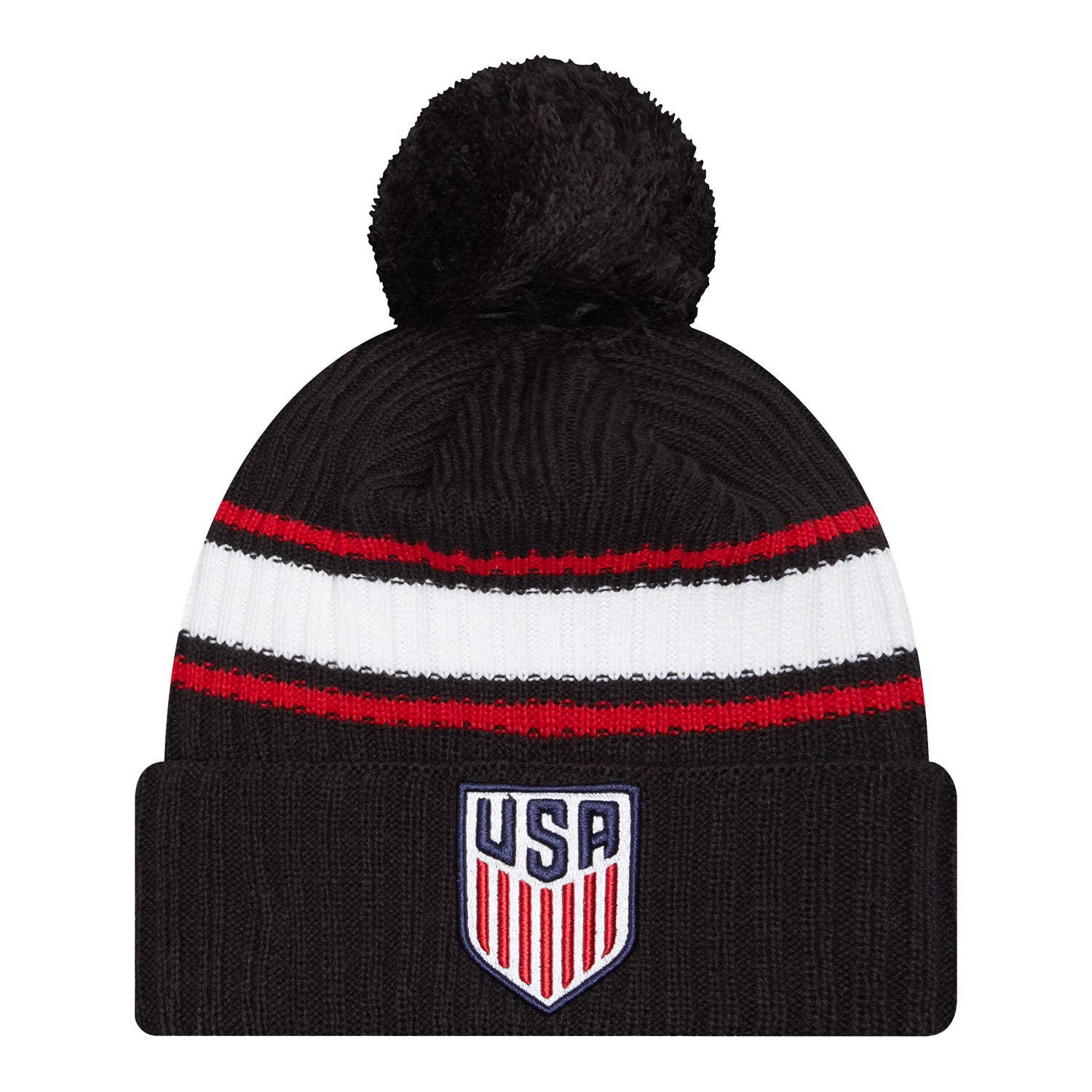 Adult New Era USMNT Fold Black Knit Hat - Front View